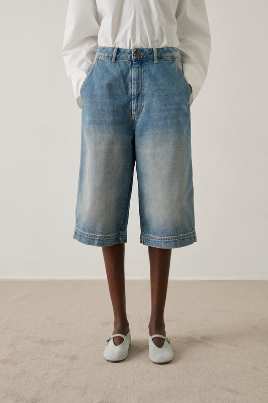 Bermuda Francis - Denim Bleu Délavé - Coton - Femme