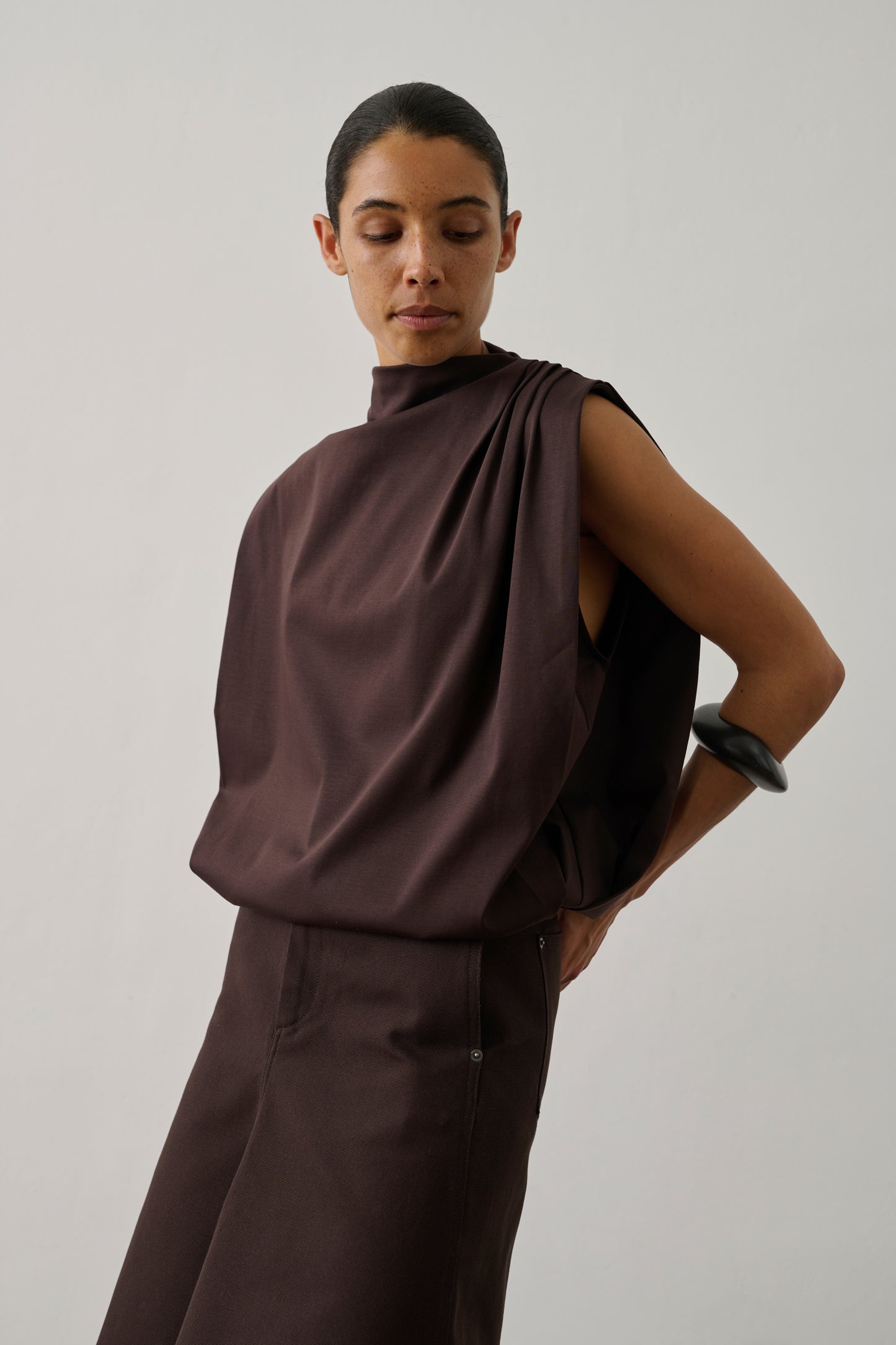 Top Idris - Marron Foncé - Coton - Femme