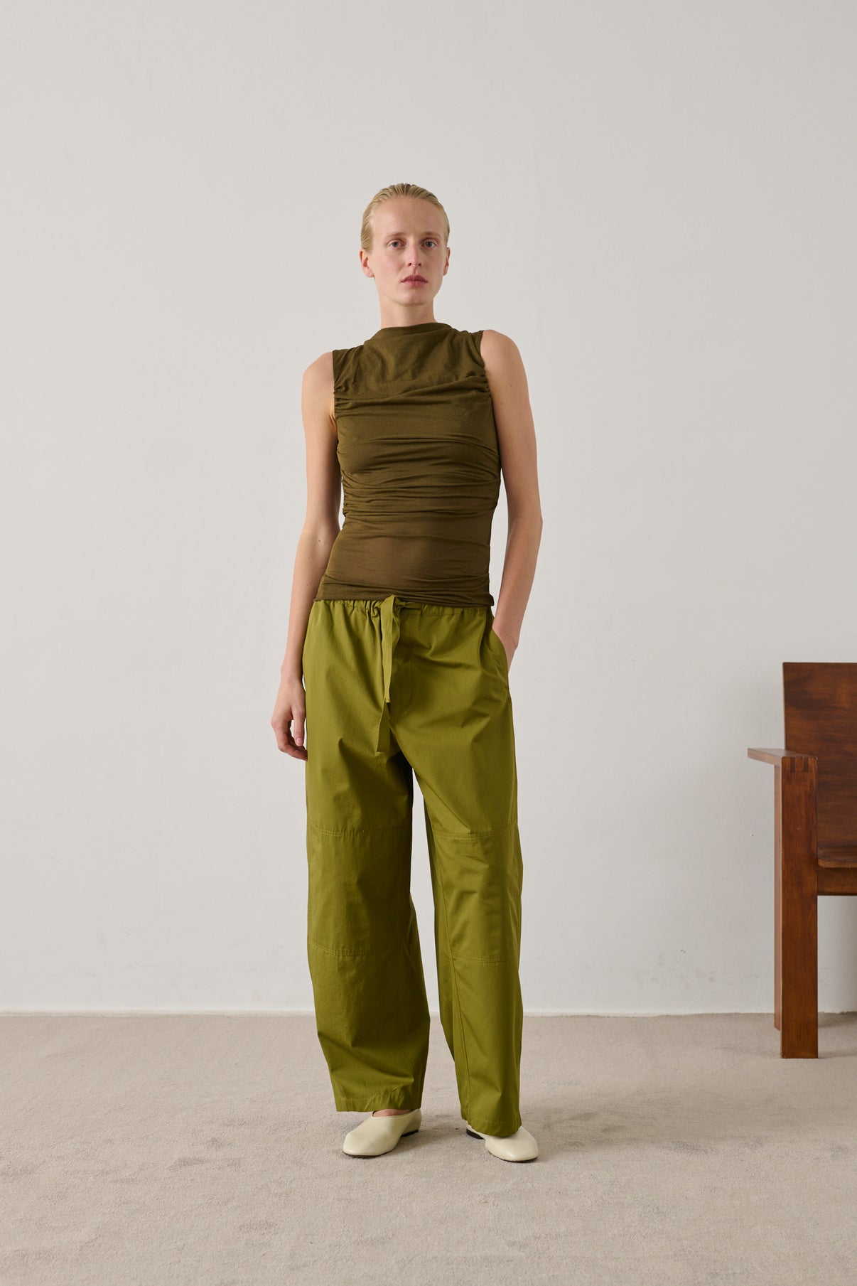 Pantalon Hikari - Vert Olive - Coton - Femme vue 1